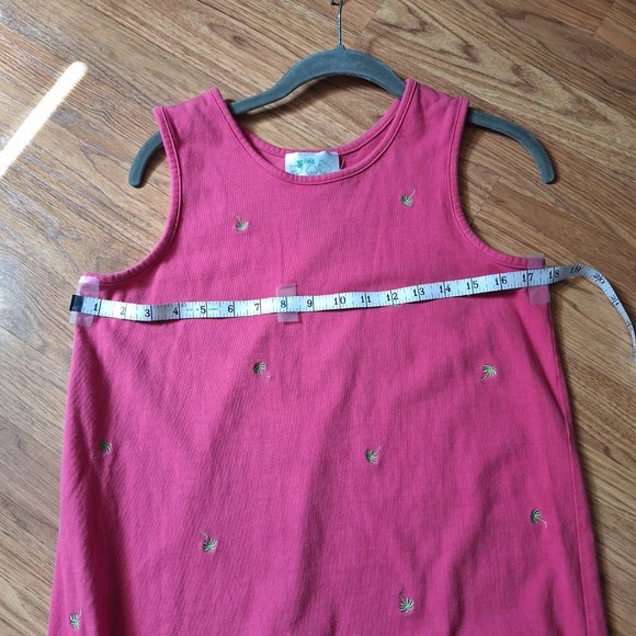 Quacker Factory Pink Maxi Dress Palm Trees X-Small - Picture 8 of 8